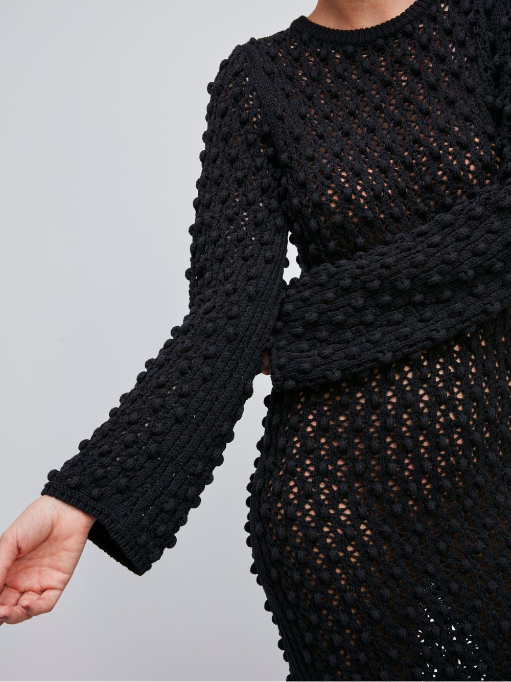 Anselmi — Vestido em Ponto Pipoca Preto