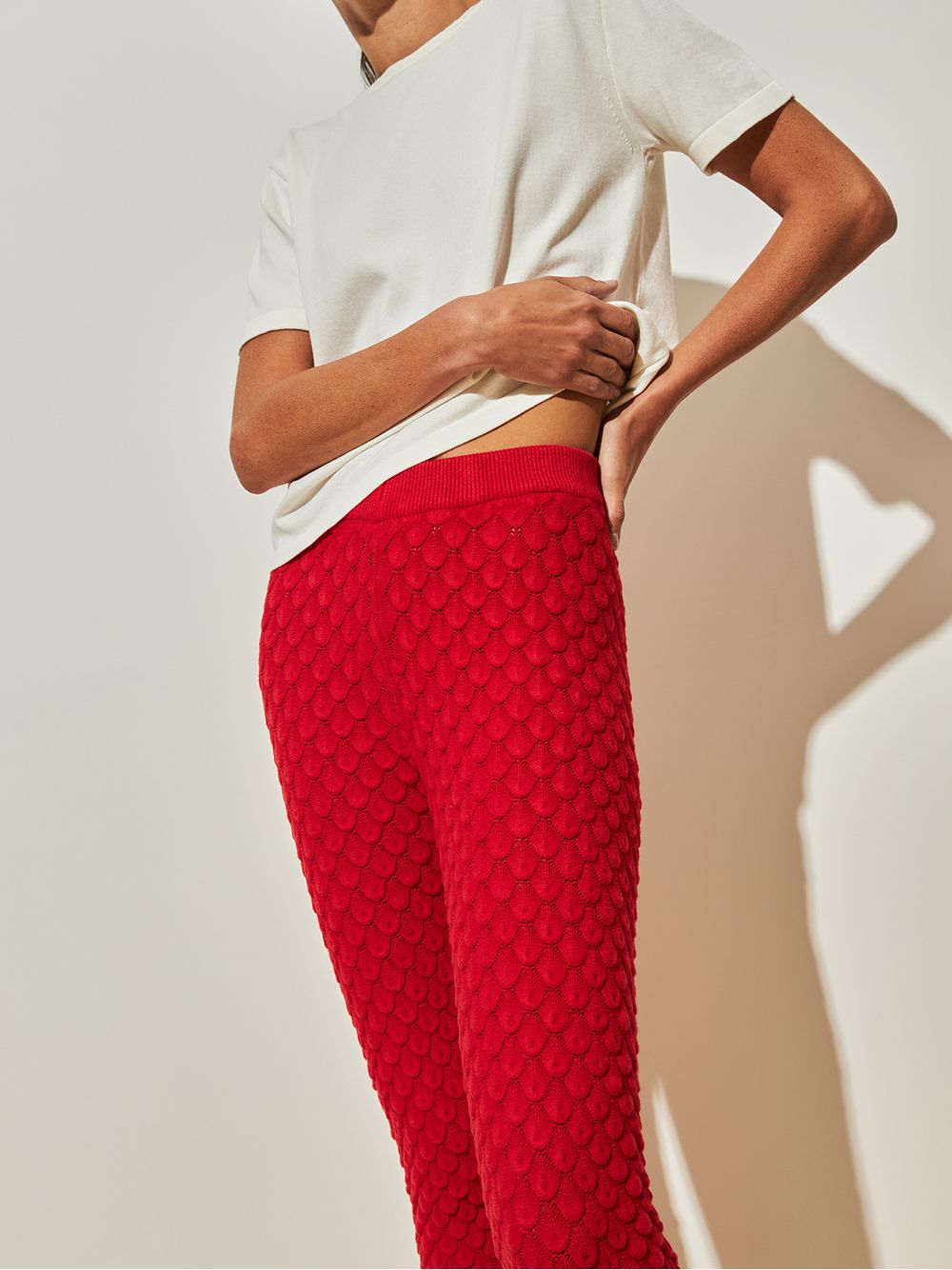Anselmi — Calça Flare Escamas Vermelho