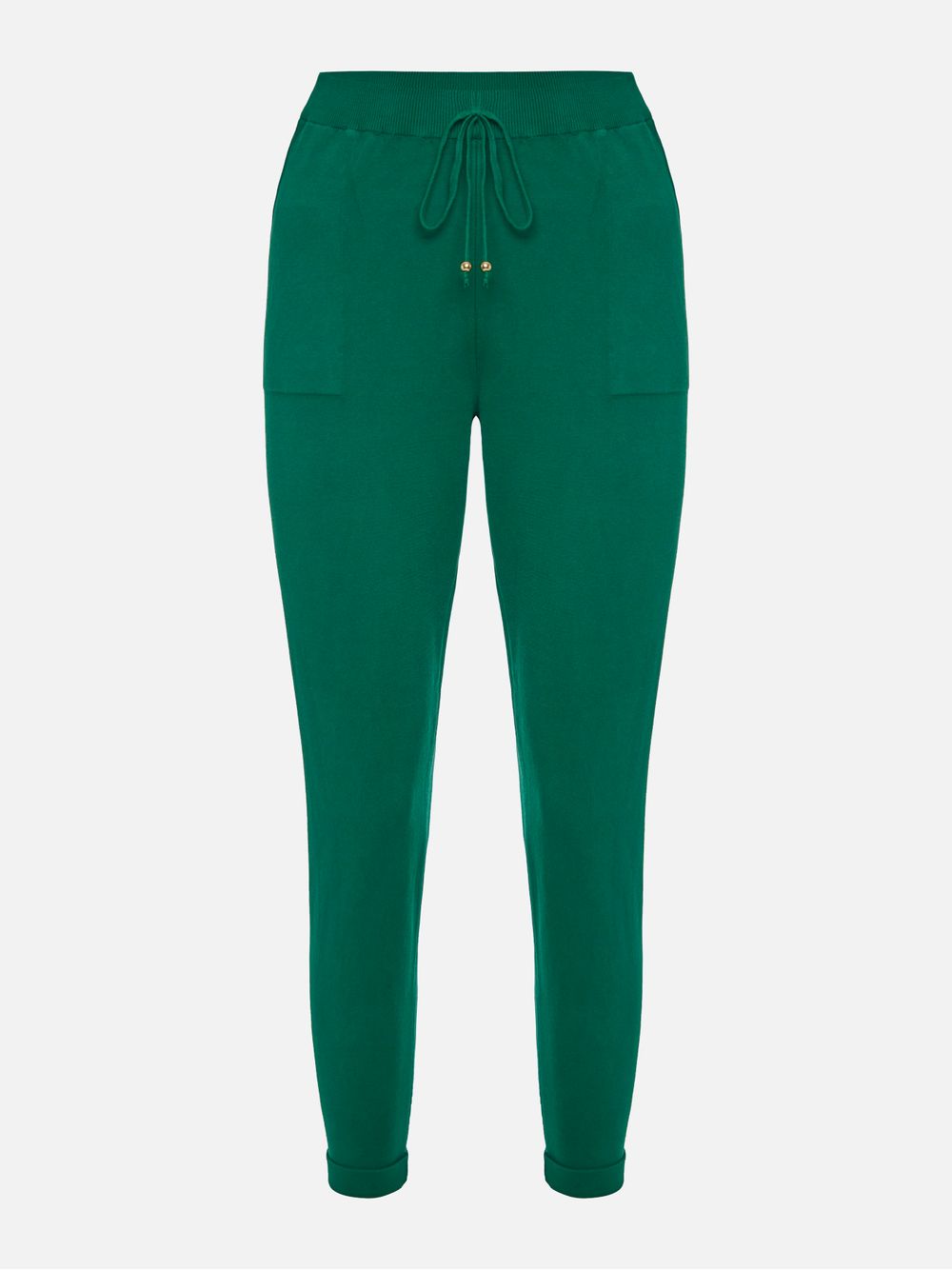 Anselmi — Calça em Tricô com Barra Italiana Verde Pinheiro
