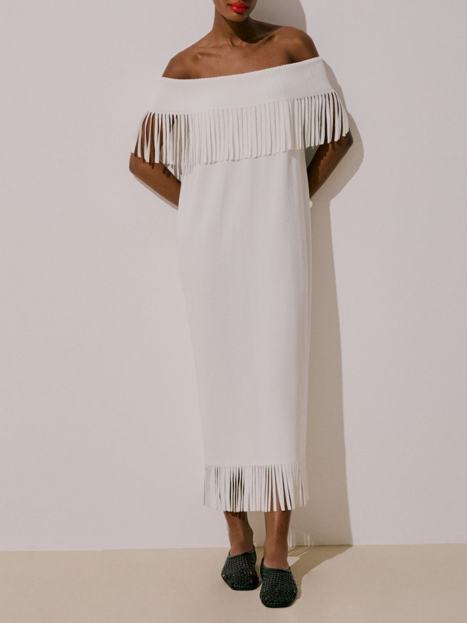 Vestido Franjas Off White