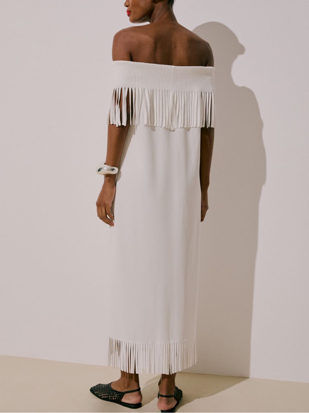 Anselmi — Vestido Franjas Off white