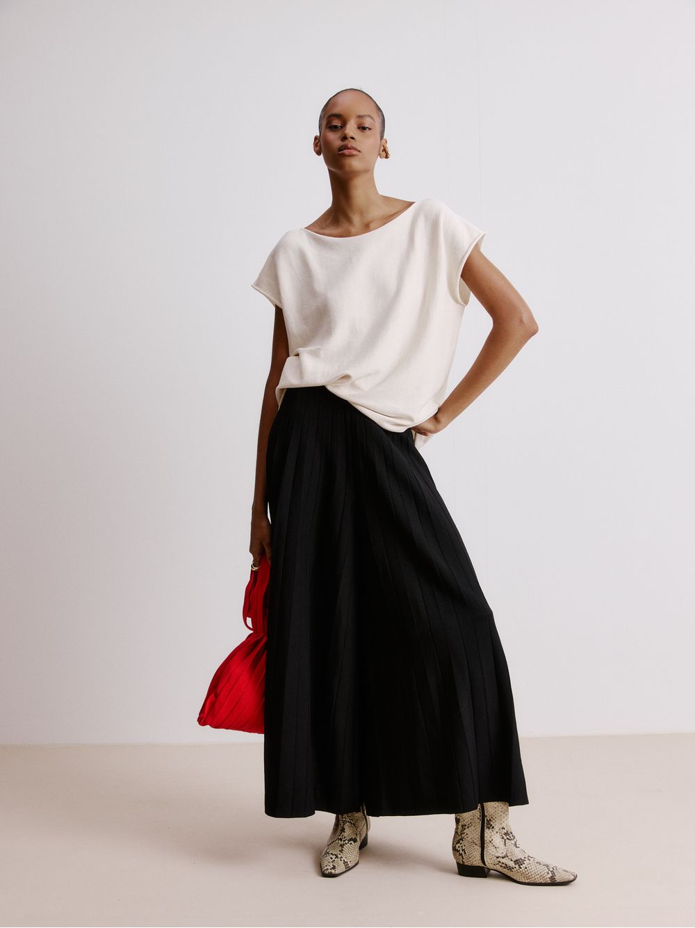 Anselmi — Saia Plissada Preto