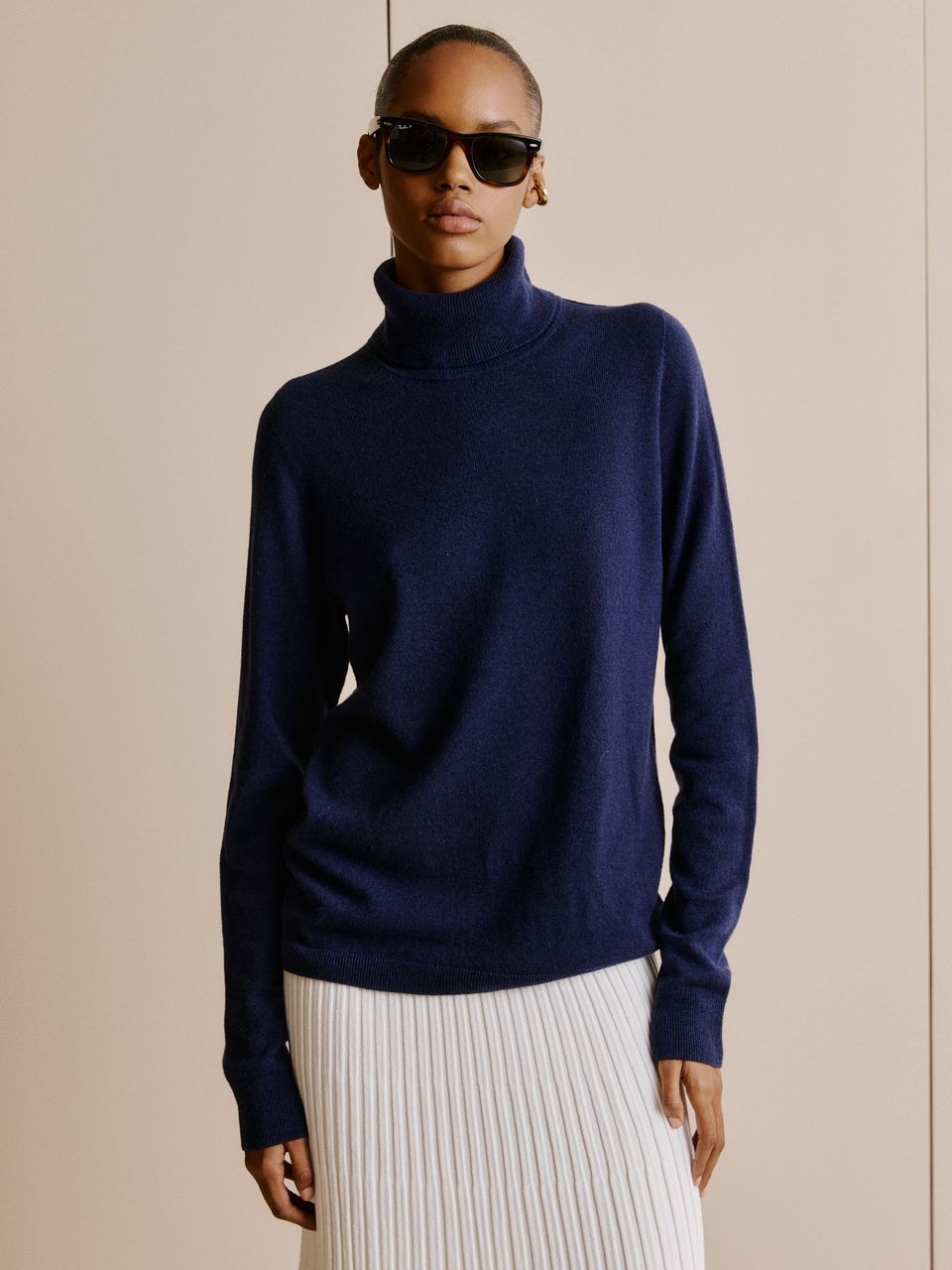 Suéter Gola Alta em Cashmere Marinho