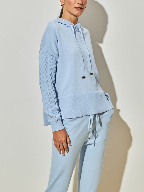 Pull Esportivo com Capuz Azul Gelo — Anselmi