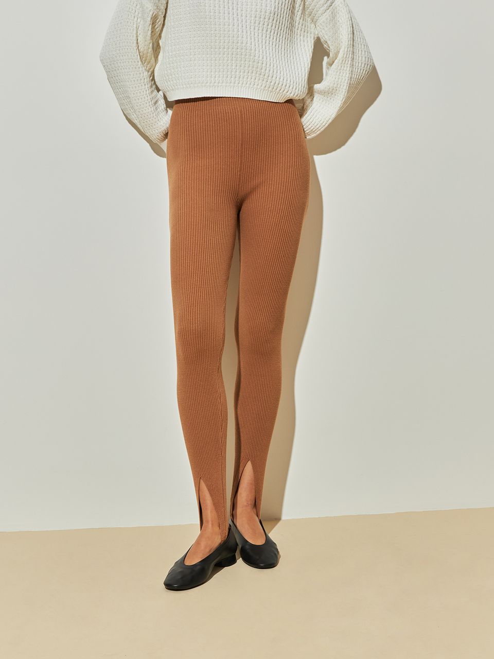 Calça Fuseau Canelada Camelo