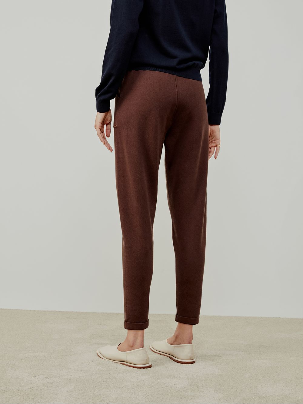 Anselmi — Calça em Tricô com Barra Italiana Chocolate