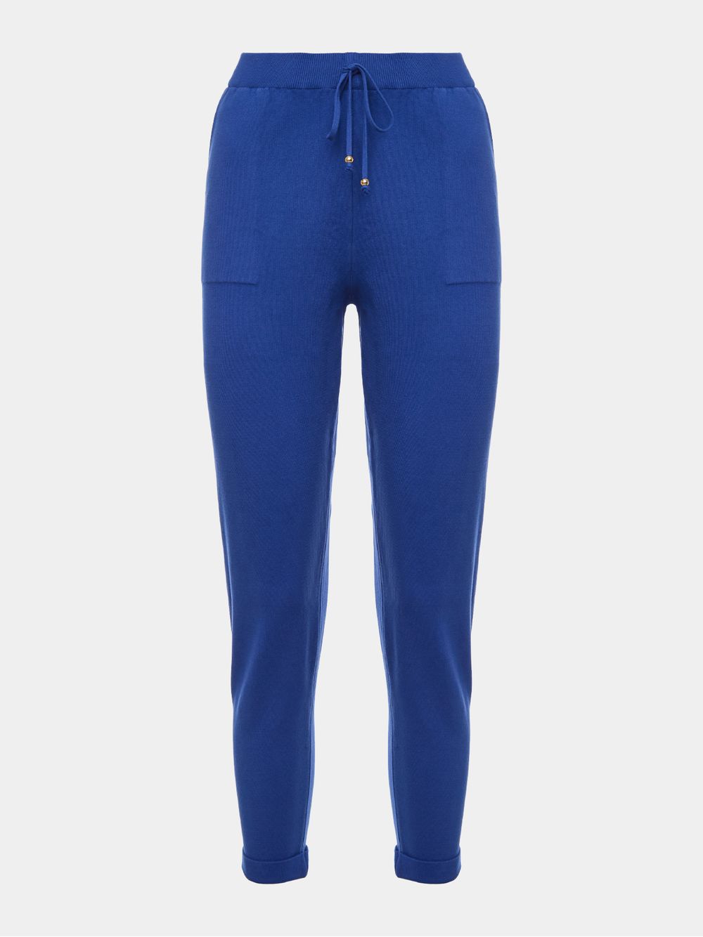 Anselmi — Calça em Tricô com Barra Italiana Azul Abissal