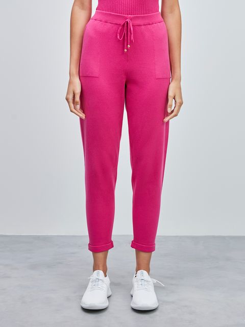 Calça em Tricô com Barra Italiana Pink — Anselmi