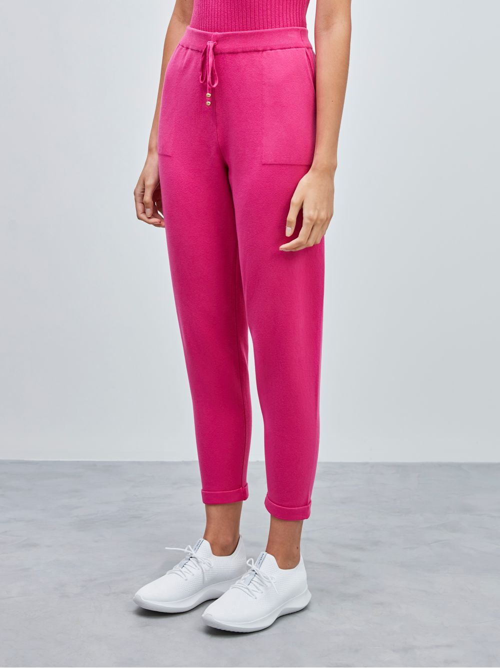 Anselmi — Calça em Tricô com Barra Italiana Pink