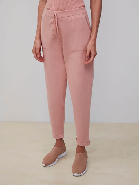 Calça em Tricô com Barra Italiana Argila Rosa — Anselmi