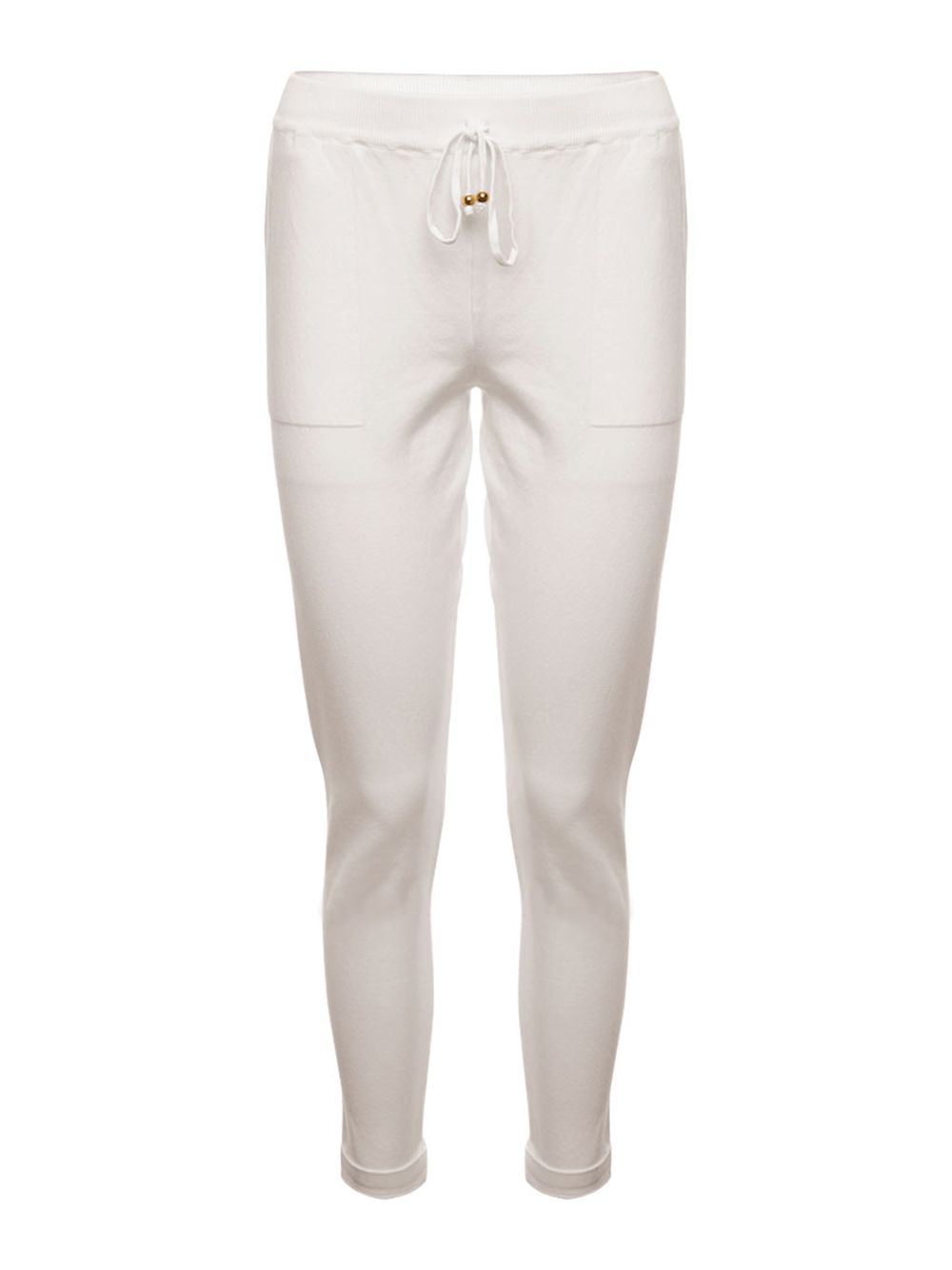 Anselmi — Calça em Tricô com Barra Italiana Off White