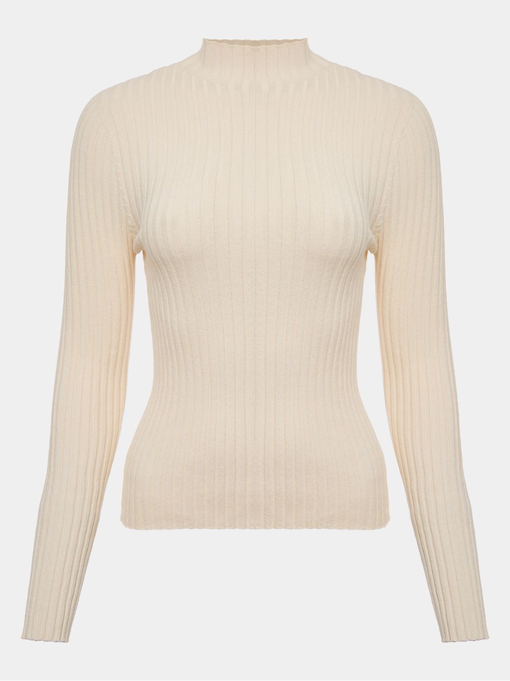 Anselmi — Blusa Canelada Gola Chaminé Cru