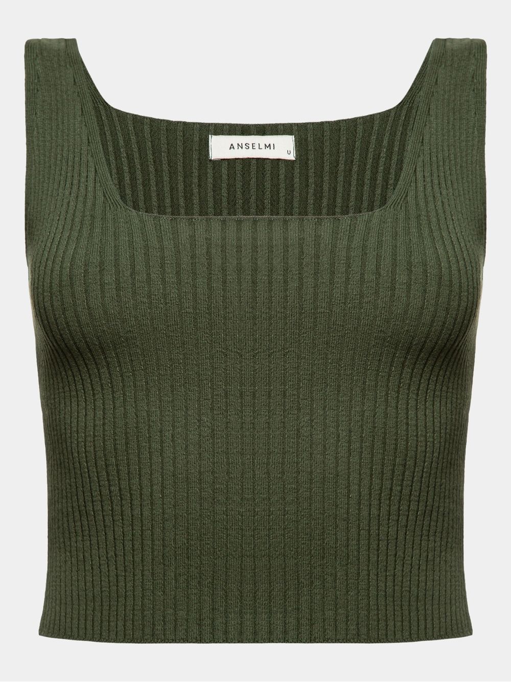 Anselmi — Top Cropped Decote Quadrado Matcha