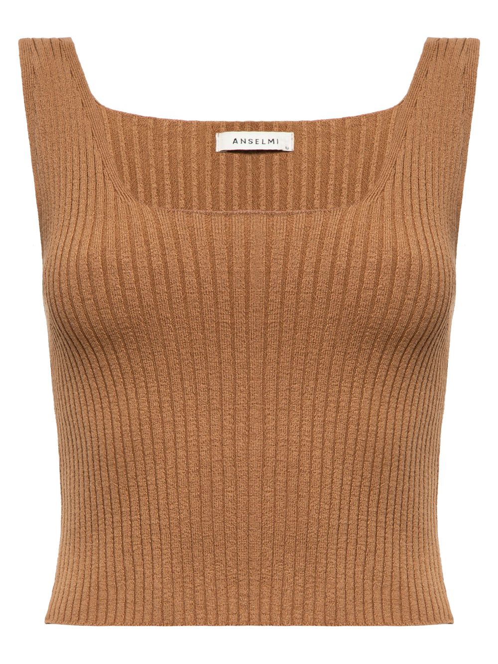 Anselmi — Top Cropped Decote Quadrado Camelo