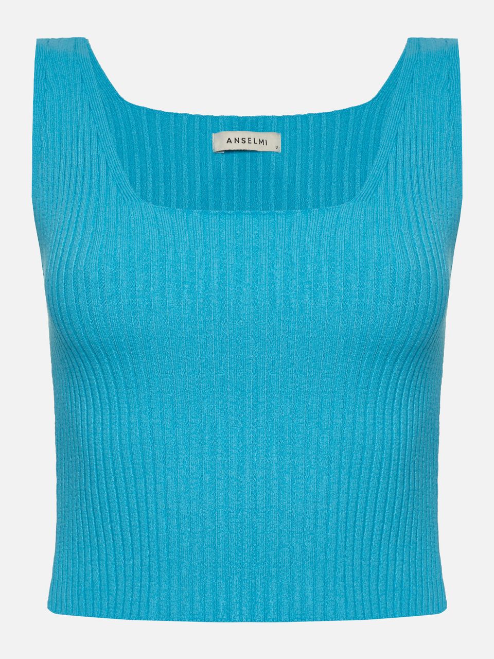Top Cropped Decote Quadrado Azul