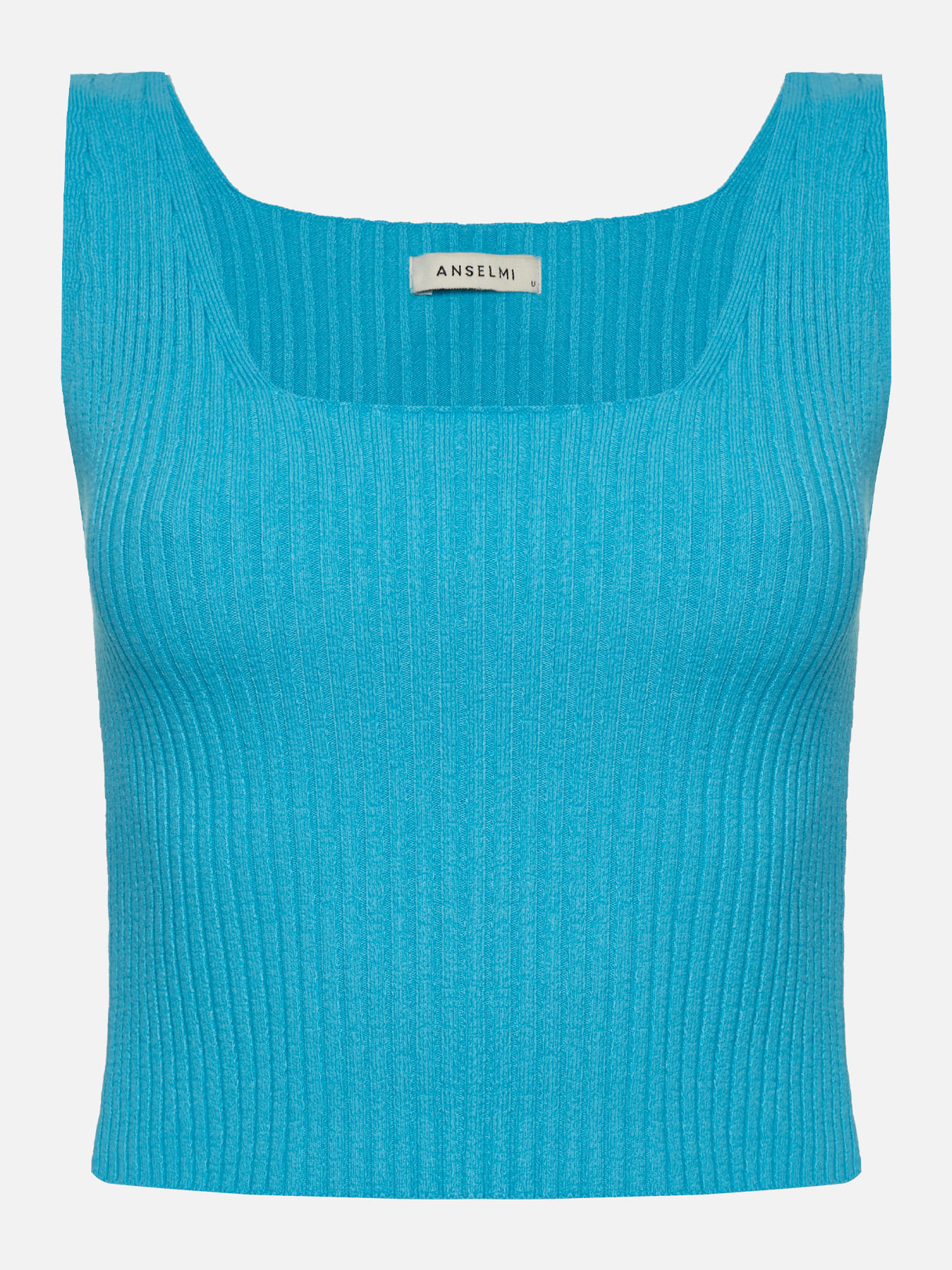 Top Cropped Decote Quadrado Azul — Anselmi