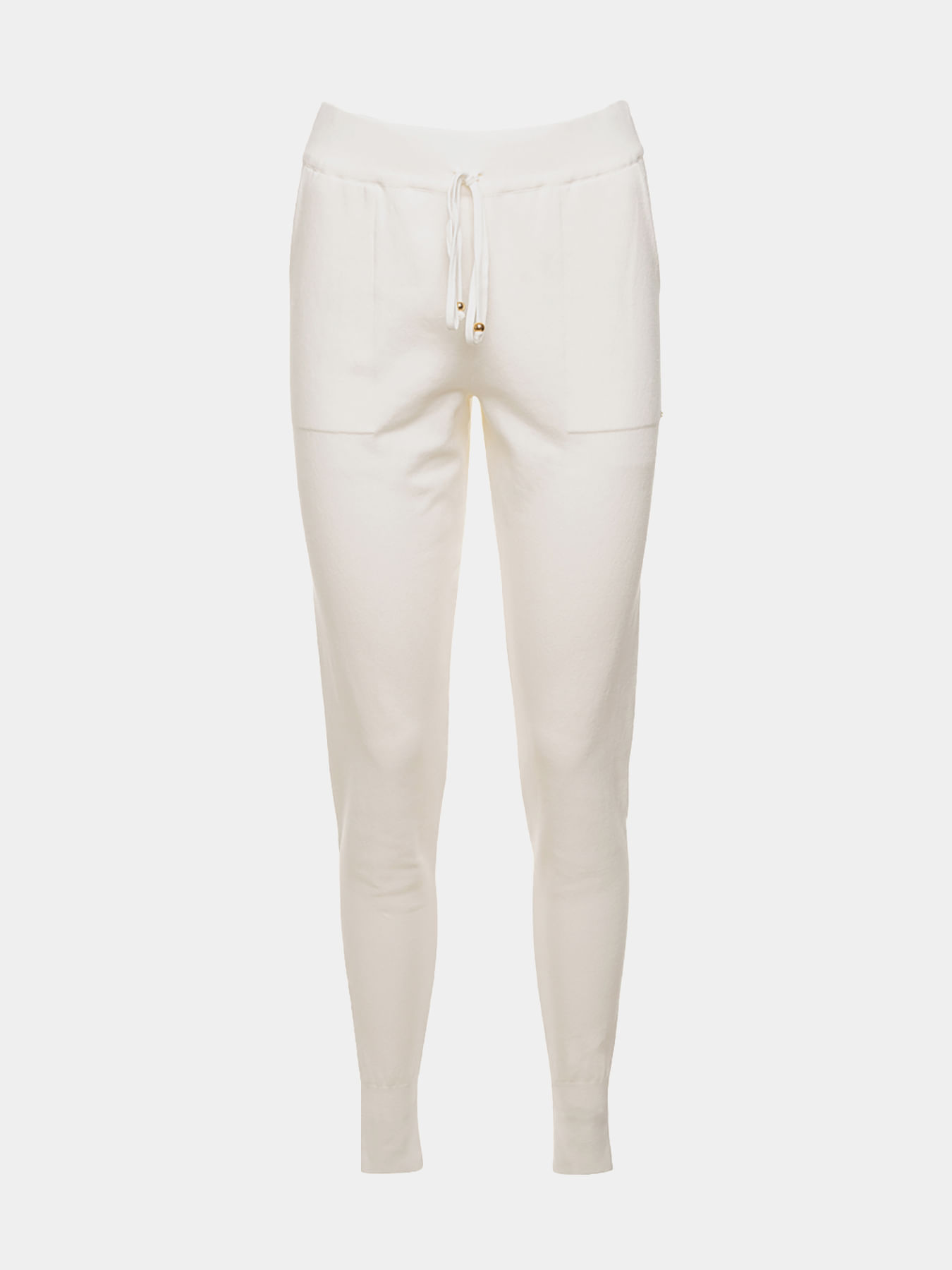 Calça de Tricô Barra Elástica Off White — Anselmi