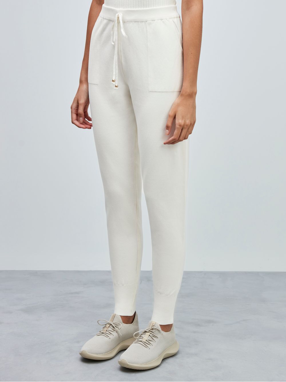 Anselmi — Calça de Tricô Barra Elástica Off White