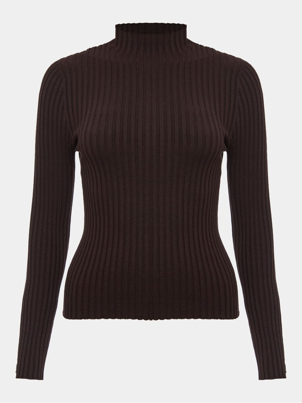 Anselmi — Blusa Canelada Gola Chaminé Chocolate