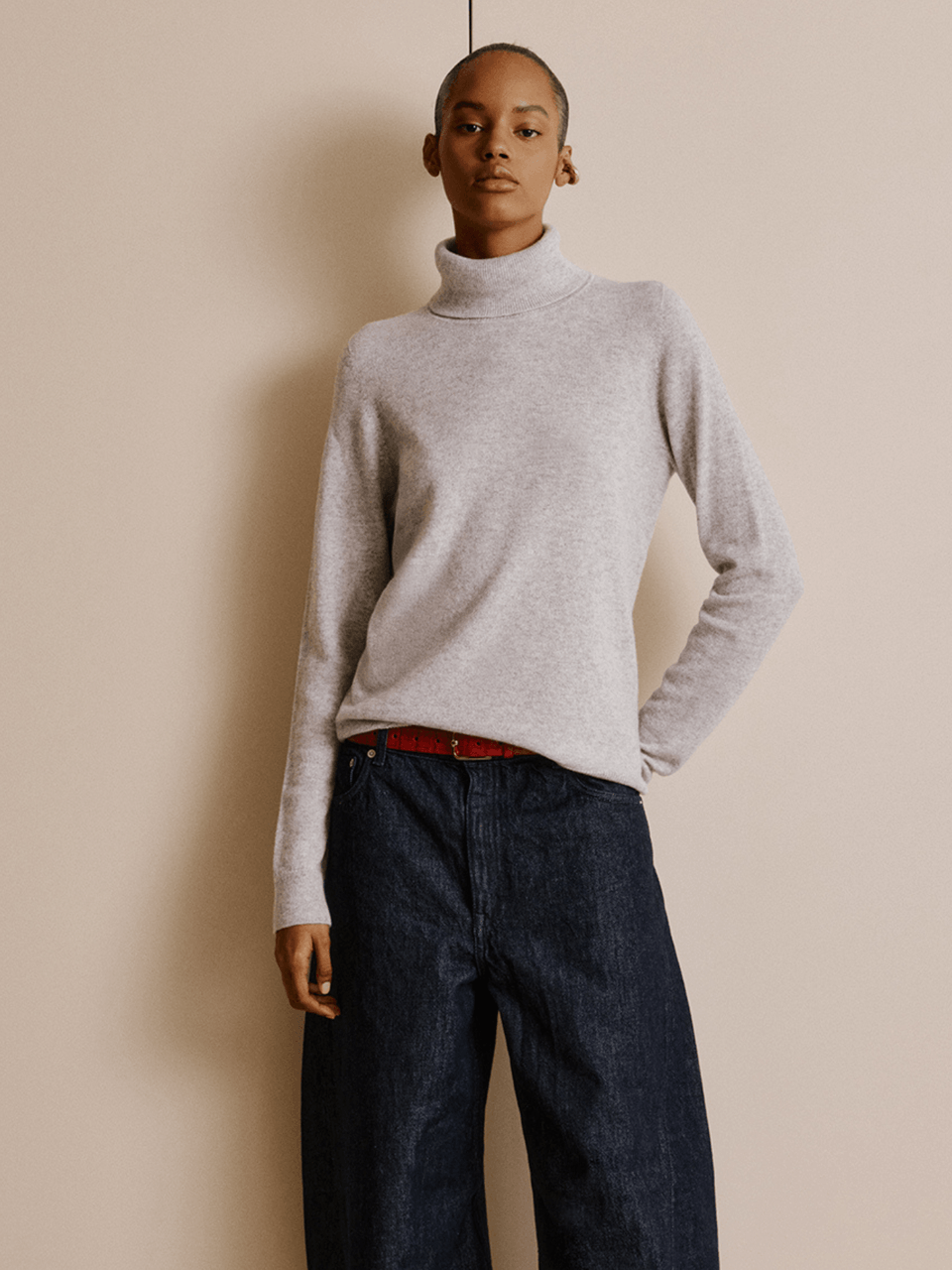 Suéter Gola Alta em Cashmere Cinza