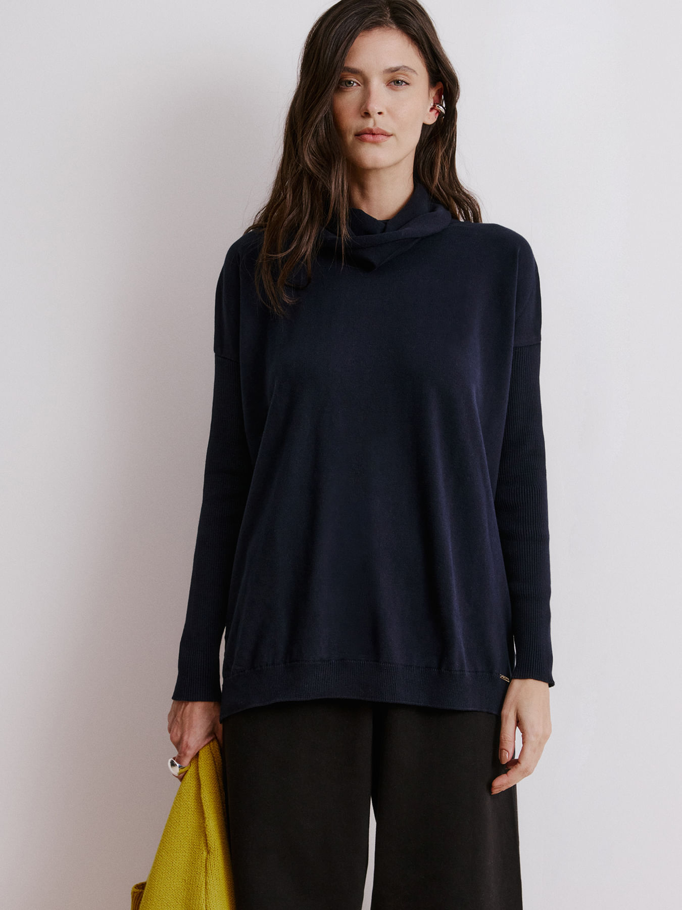 Blusa Anselmi Gola Boba Azul Meia Noite — Anselmi
