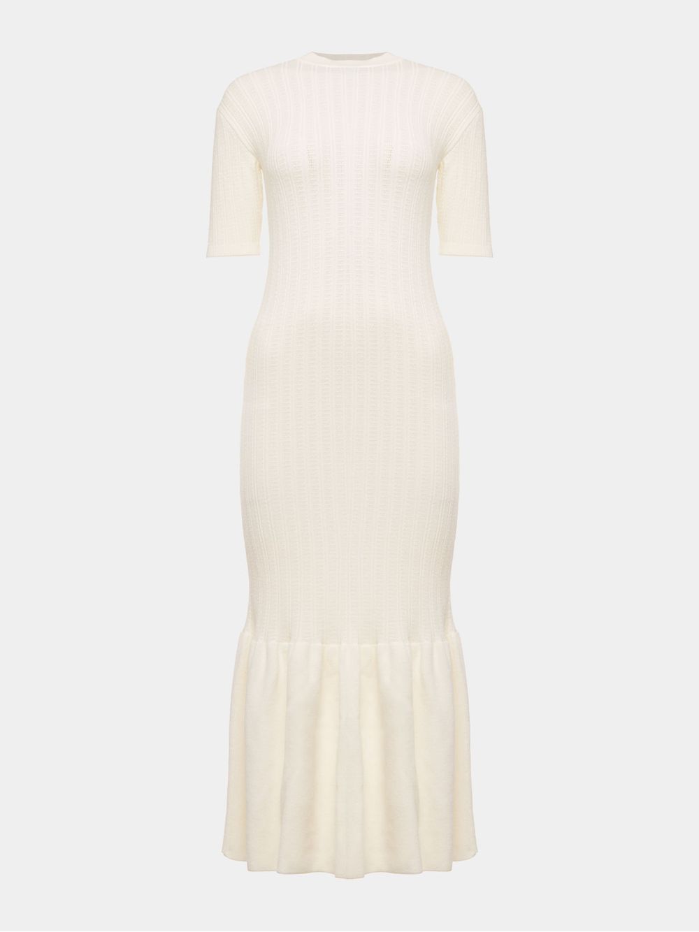 Anselmi — Vestido Longo Manga Curta Off White