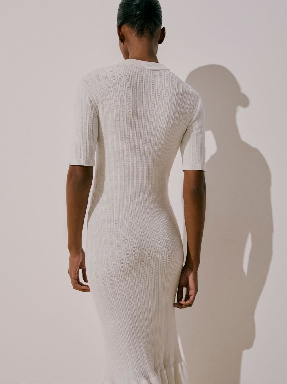 Anselmi — Vestido Longo Manga Curta Off White
