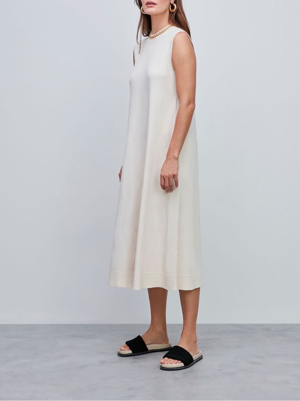 Anselmi — Vestido Midi Sem Mangas Cru