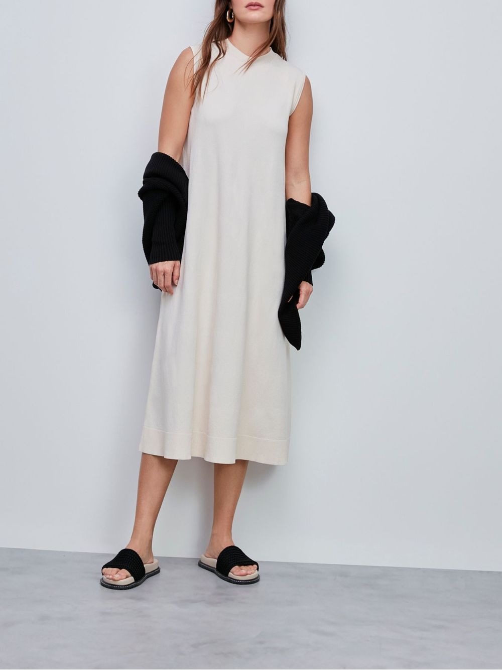 Anselmi — Vestido Midi Sem Mangas Cru