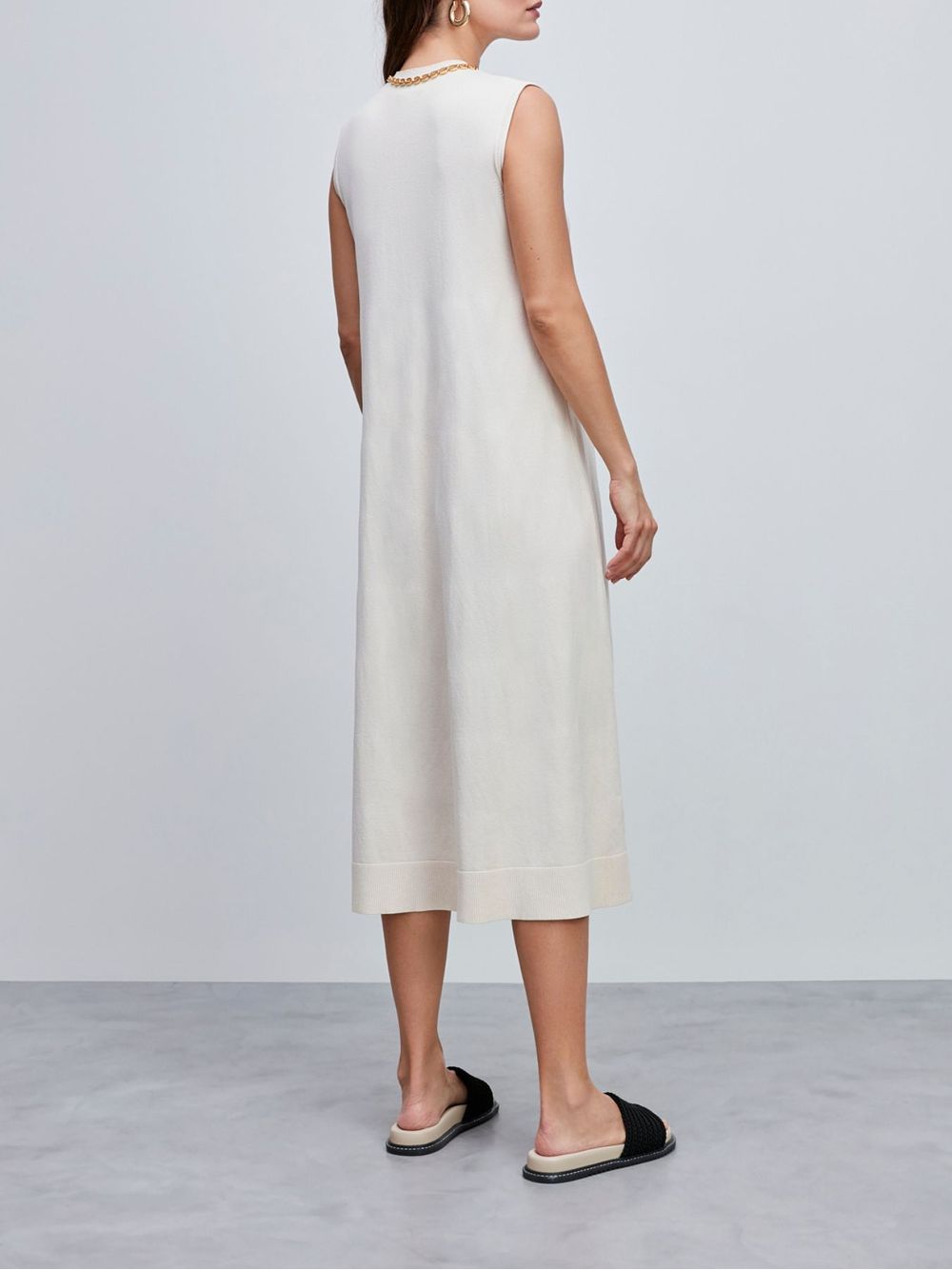Anselmi — Vestido Midi Sem Mangas Cru