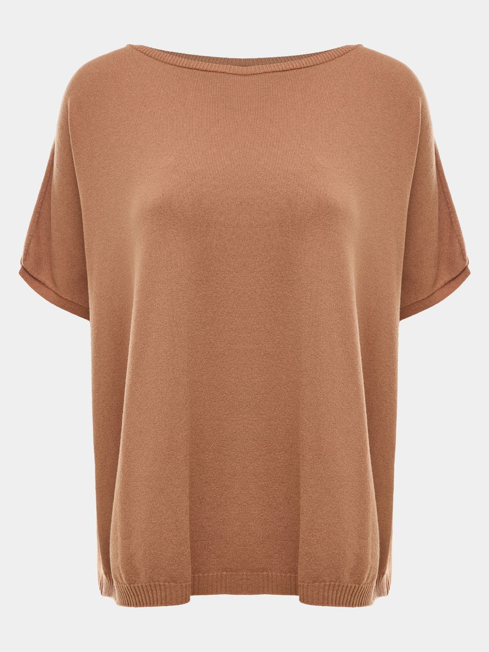 T-Shirt Ampla Decote Canoa Camelo