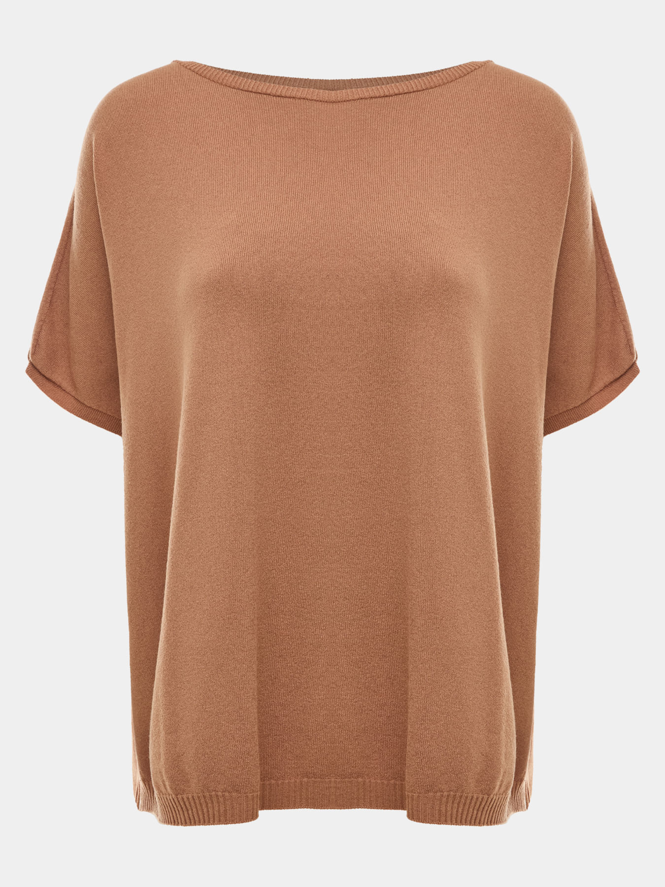 T-Shirt Ampla Decote Canoa Camelo — Anselmi