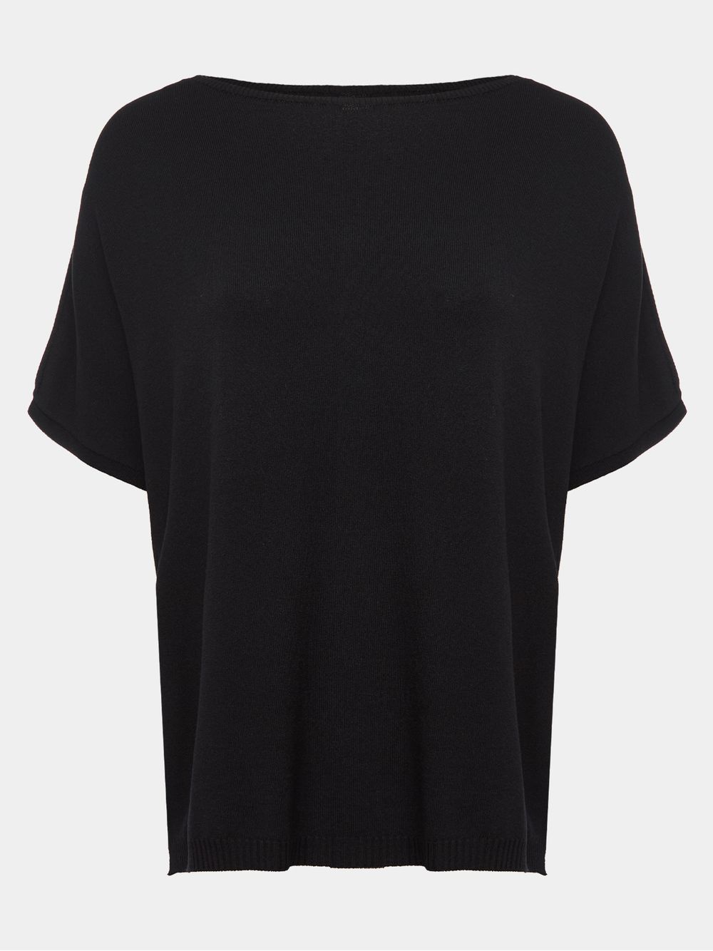 Anselmi — T-Shirt Ampla Decote Canoa Preto