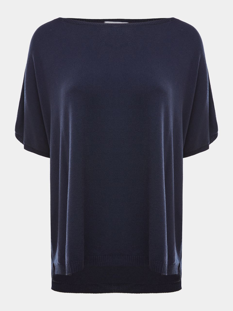 T-Shirt Ampla Decote Canoa Azul Meia Noite