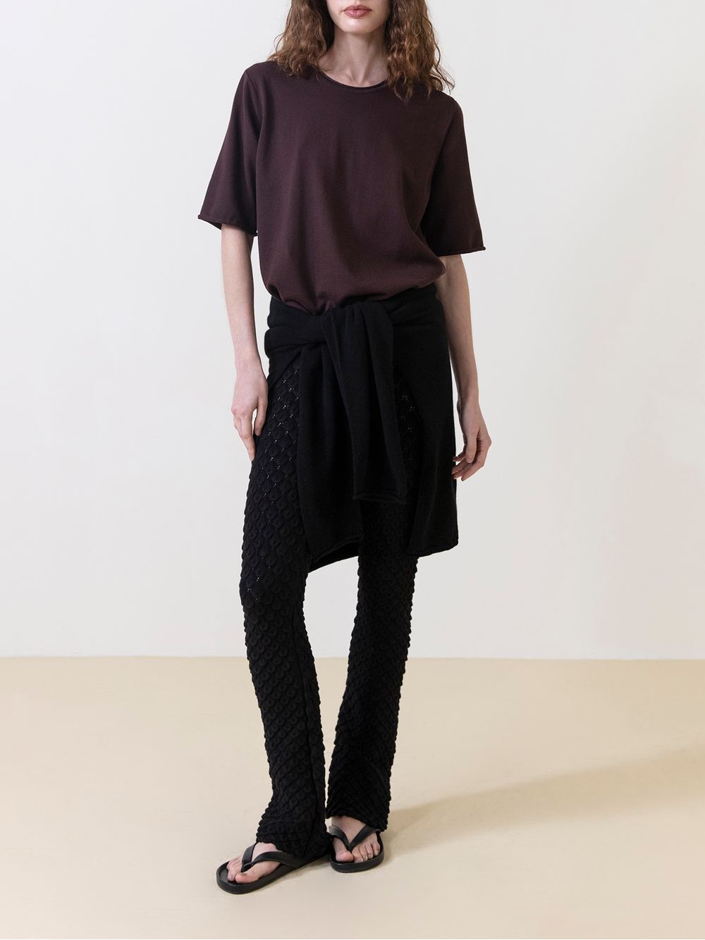 Anselmi — Blusa Básica Manga Rolinho Chocolate