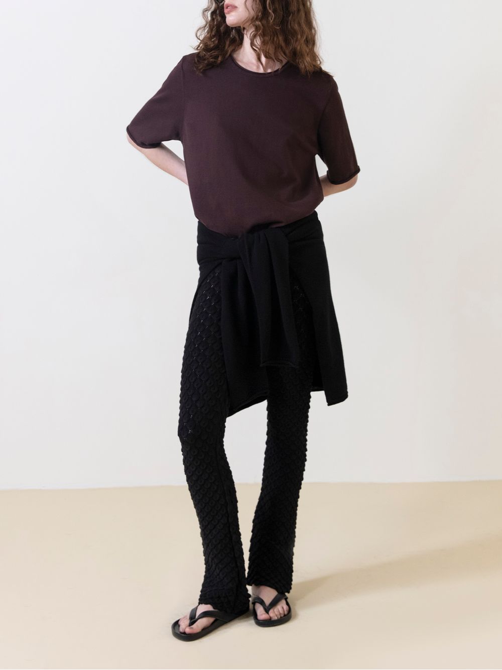 Anselmi — Blusa Básica Manga Rolinho Chocolate