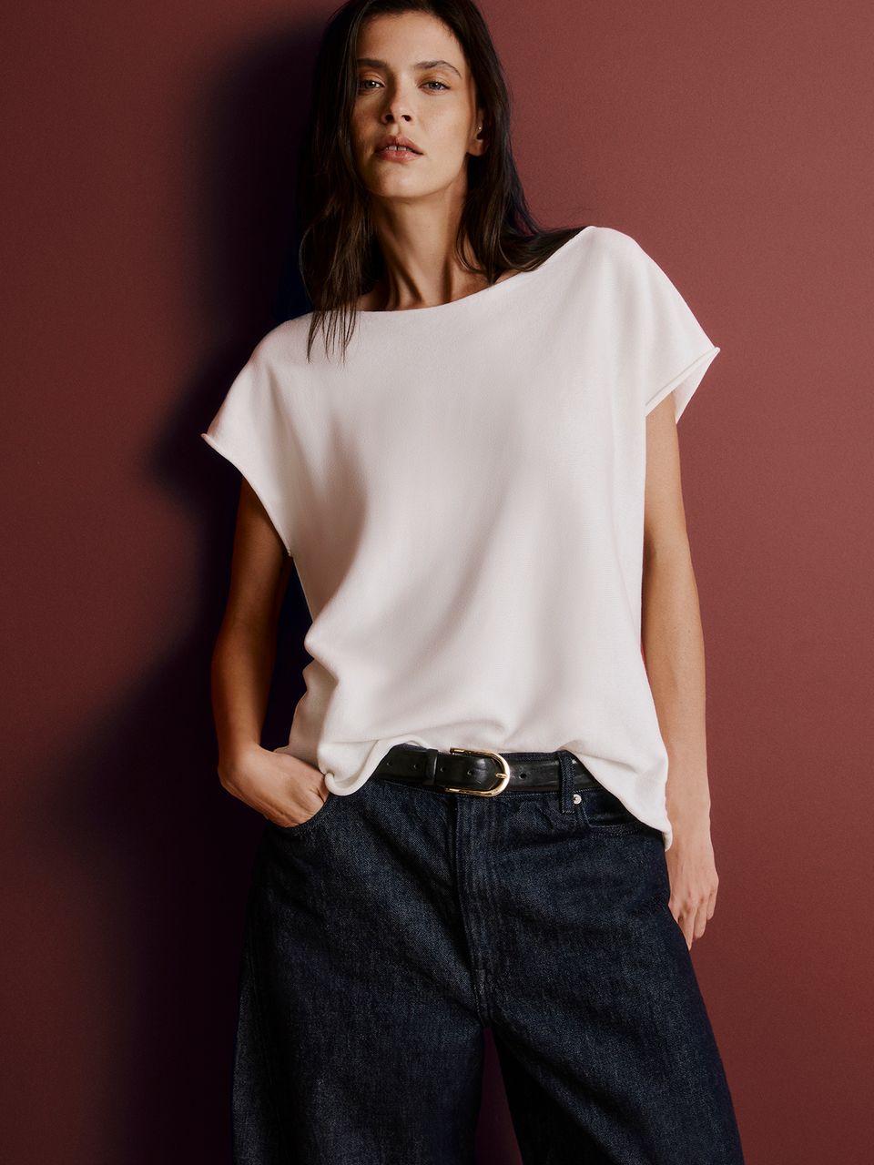 Blusa Ampla Decote Canoa Off White