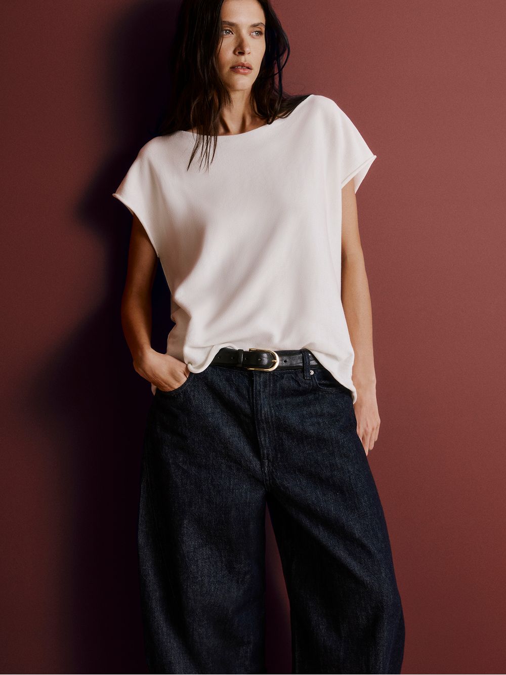 Anselmi — Blusa Ampla Decote Canoa Off White