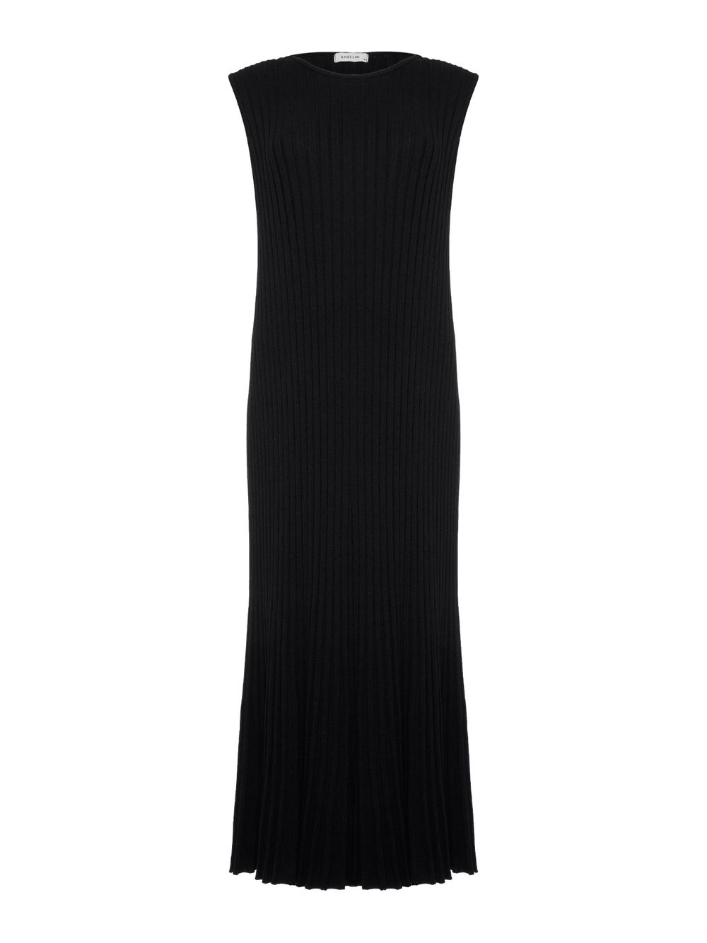 Anselmi — Vestido Midi Plissado Preto