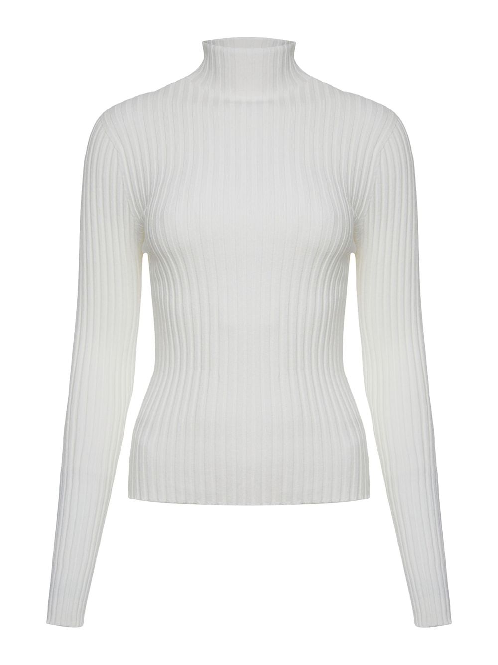 Anselmi — Blusa Canelada Gola Chaminé Off White