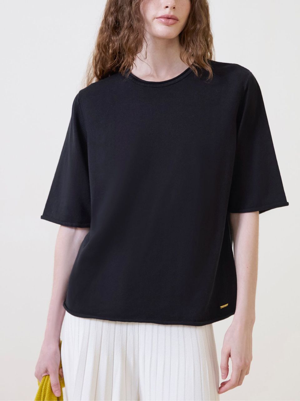 Blusa Básica Manga Rolinho Azul Meia Noite