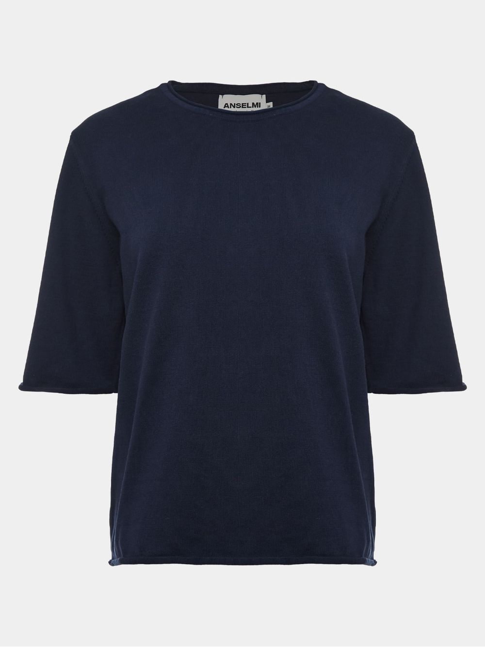 Anselmi — Blusa Básica Manga Rolinho Azul Meia Noite