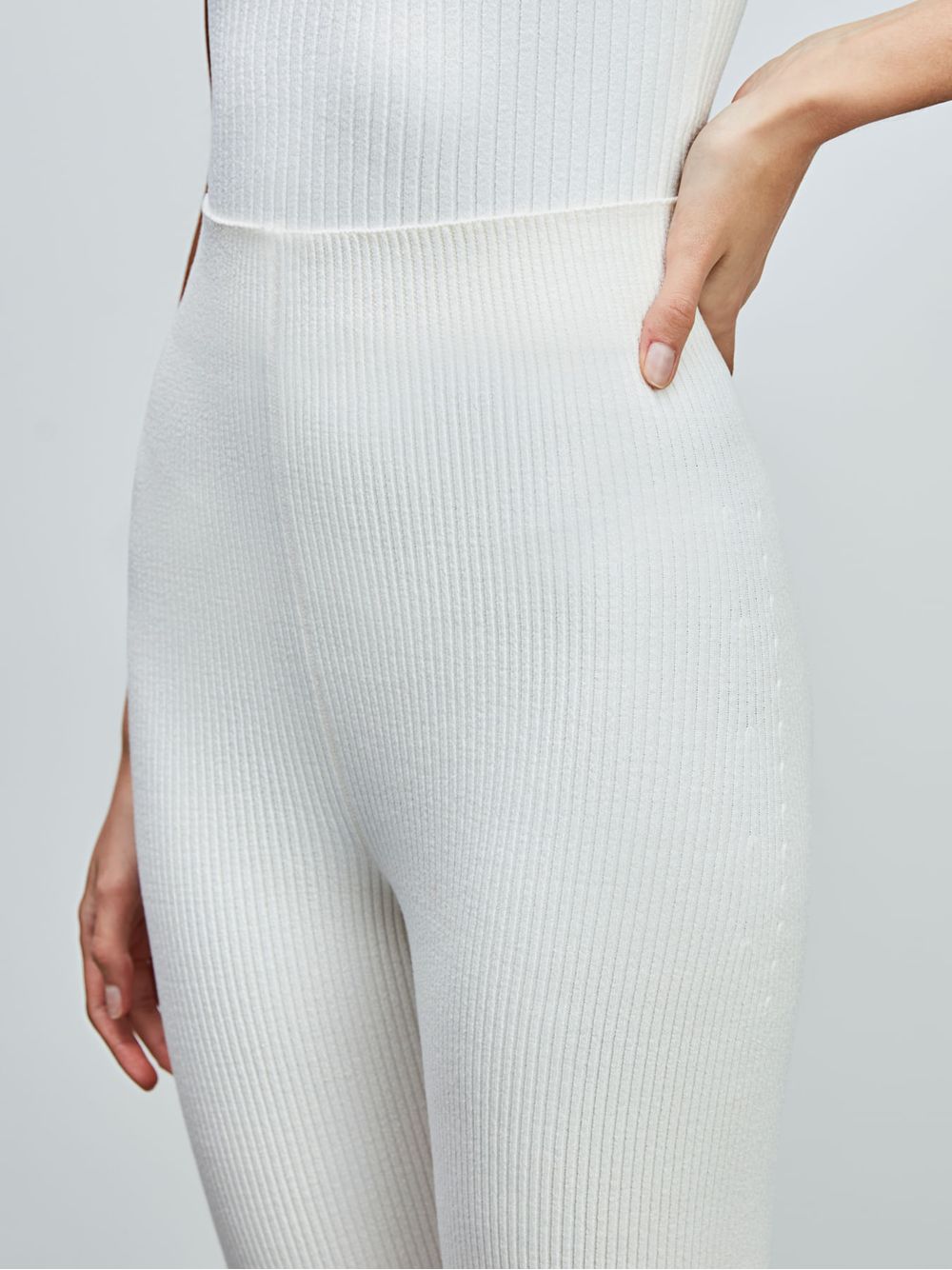 Anselmi — Calça Fuseau Canelada Off White