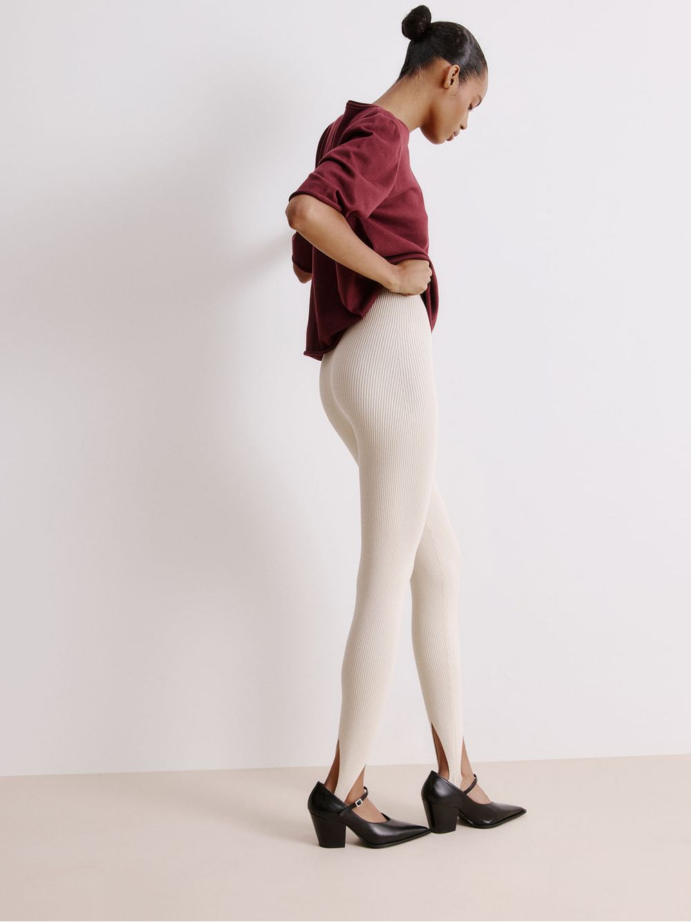 Anselmi — Calça Fuseau Canelada Off White