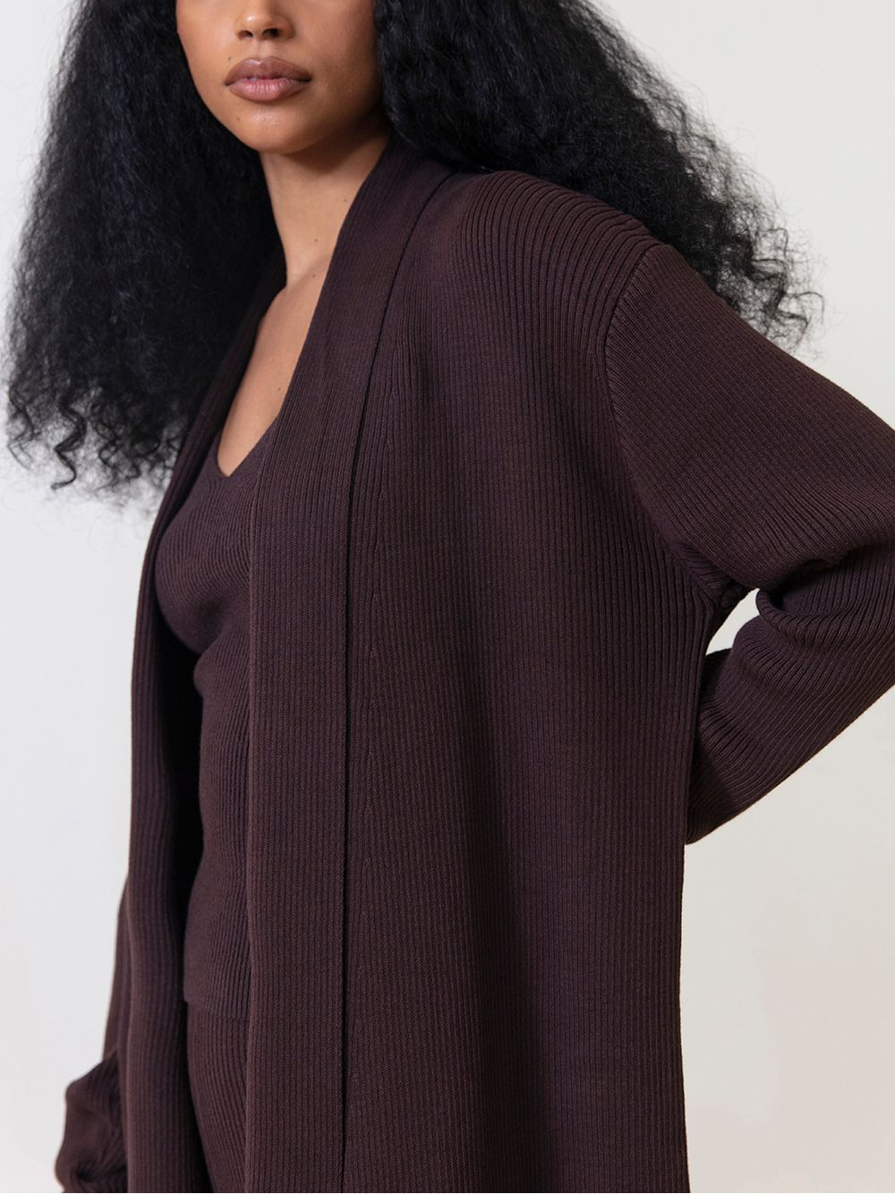 Anselmi — Cardigan Alongado com Fendas Chocolate