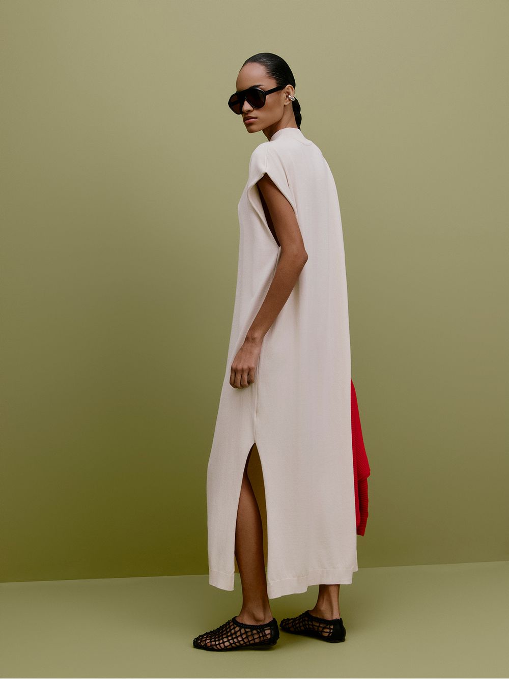 Anselmi — Vestido Longo sem Manga Cru