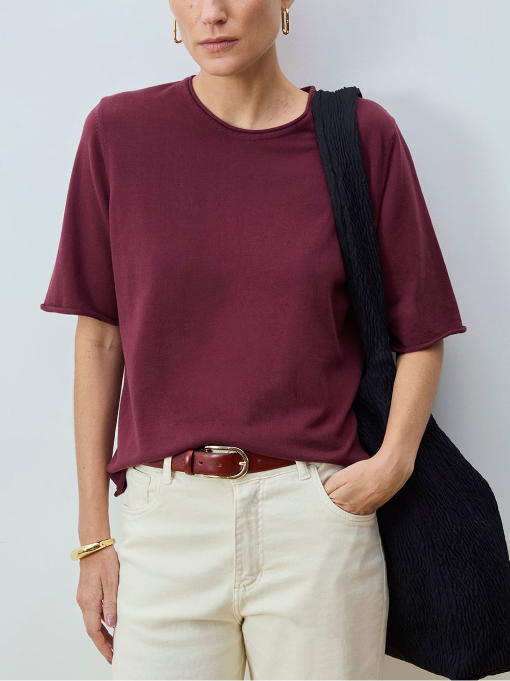 Anselmi — Blusa Básica Manga Rolinho Figo