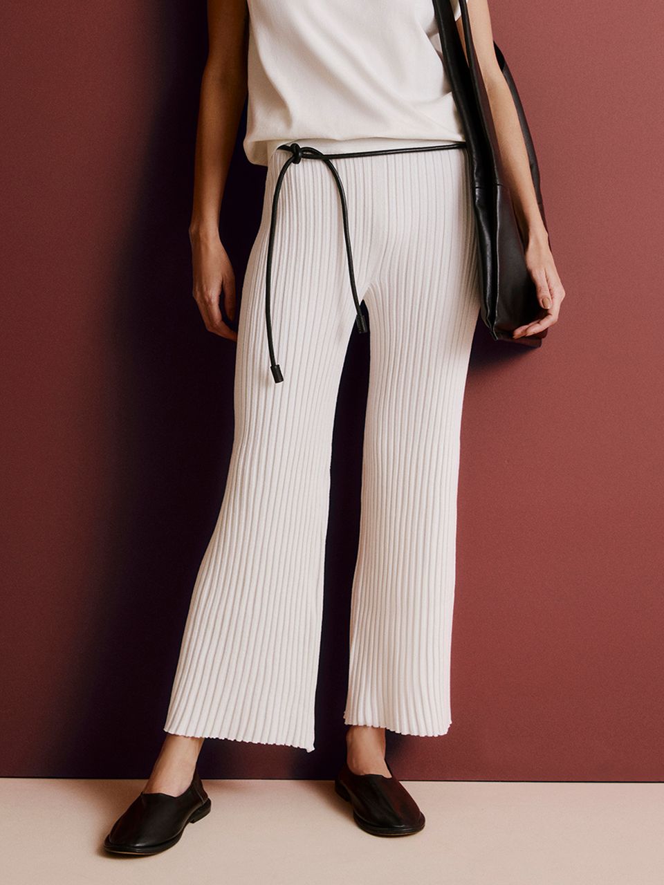 Calça Canelada Reta Tencel™ Modal Off White