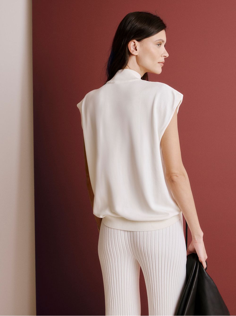 Anselmi — Calça Canelada Reta Off White