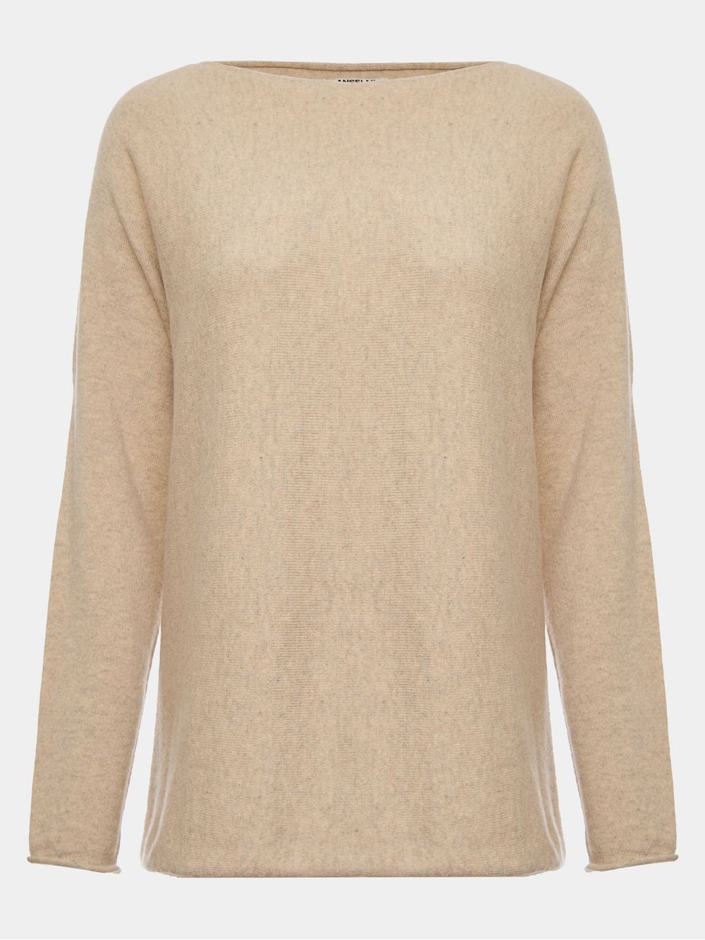 Anselmi — Suéter 100% Cashmere Gola Canoa Bege